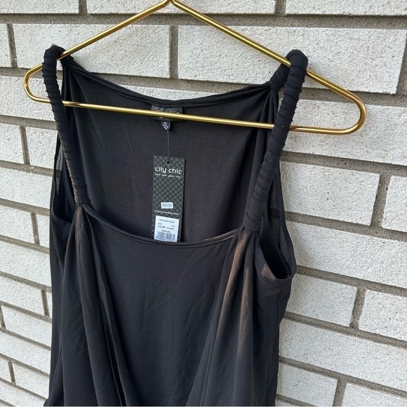 NWT City Chic Black Wrap Front Surplice Twist Strap Top - Picture 2 of 13
